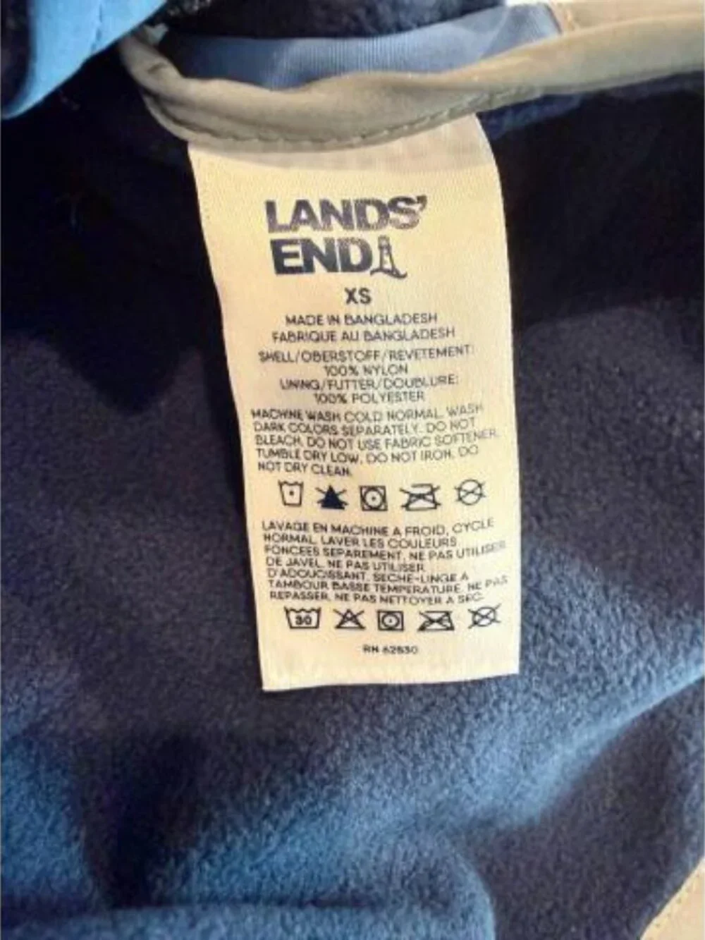 Lands End Dog Solid Squall Jacket X-Small in Mariner Blue